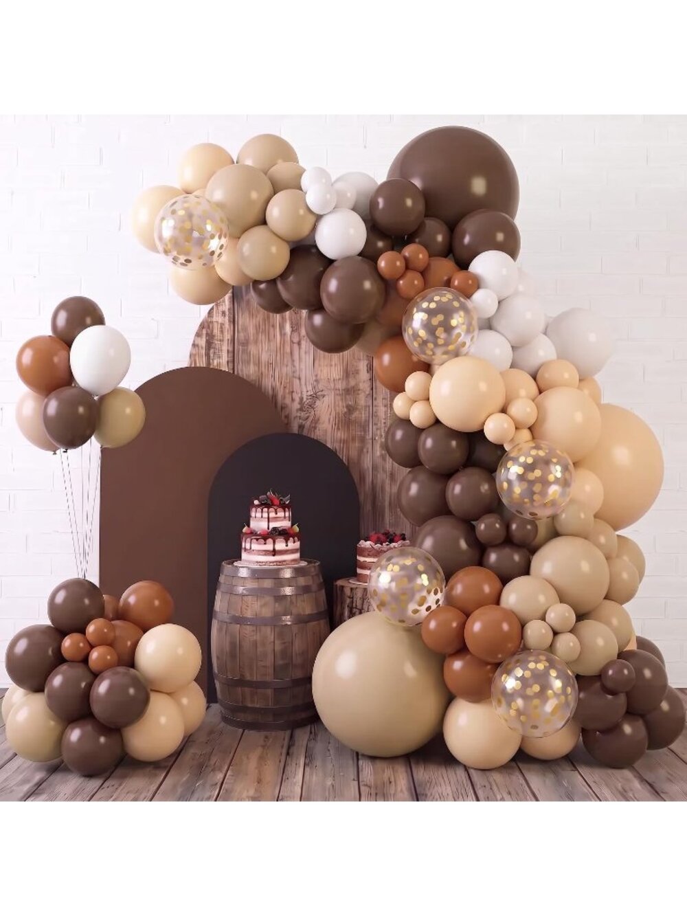 New 153pcs Dark Light Brown Balloon Garland Arch Kit Different Sizes